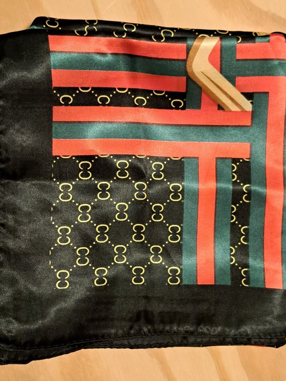 Faux Gucci 35" scarf - Green, Red, Black, Gold